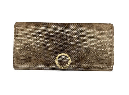 BVLGARI ブルガリ・ブルガリ メタリック カルングスキン ラージウォレット 長財布 中古 D4