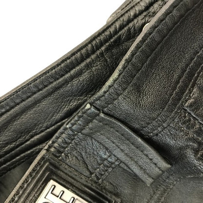 VERSACE ヴェルサーチ CLASSIC V2 レザーパンツ レディース 細身 ストレート ジップフライ ブラック 40サイズ 中古 T1