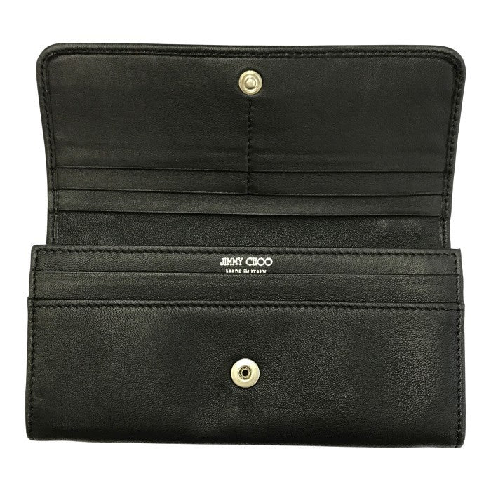 JIMMY CHOO ジミーチュウ ニノ 長財布 レディース 2つ折り レザー NINO 小銭入れ付き スタースタッズ ブラック 中古 T1