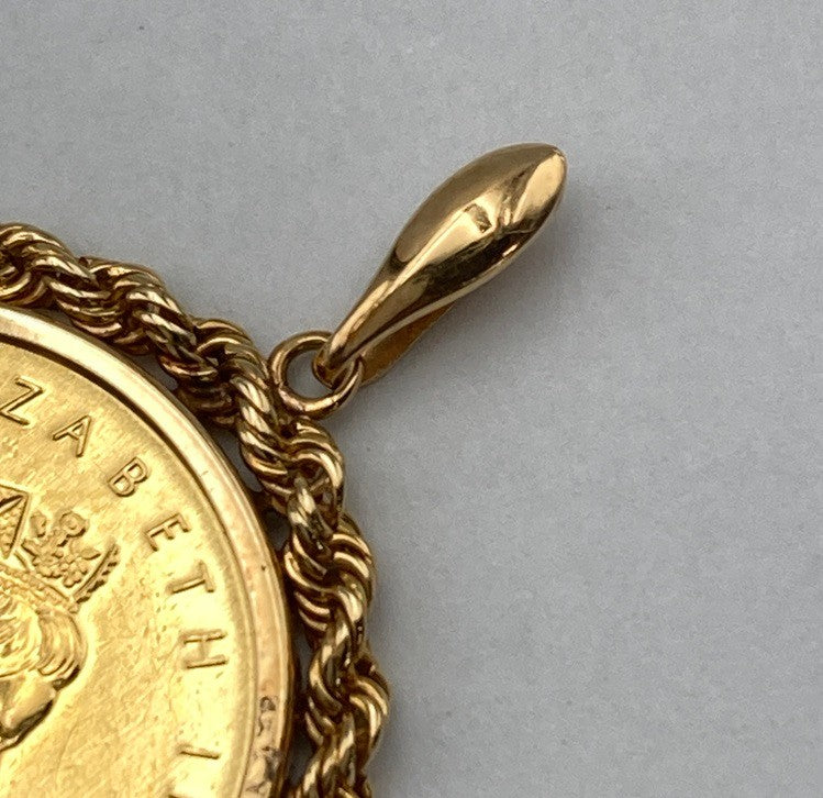 K24/18 純金コイン 1/4オンス メイプルリーフ エリザベス2世 ペンダントトップ 中古 D4