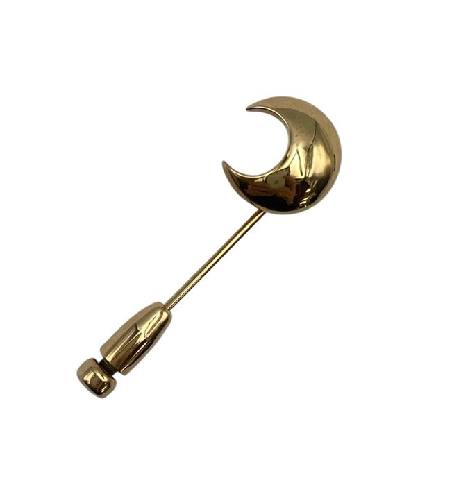 K18 三日月型 ピンブローチ/ラペルピン 中古 D4