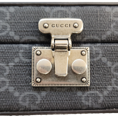 GUCCI グッチ ショルダーバッグ レディース GGスプリームキャンバス カットアウト インターロッキングG グレー 725341 中古 T1