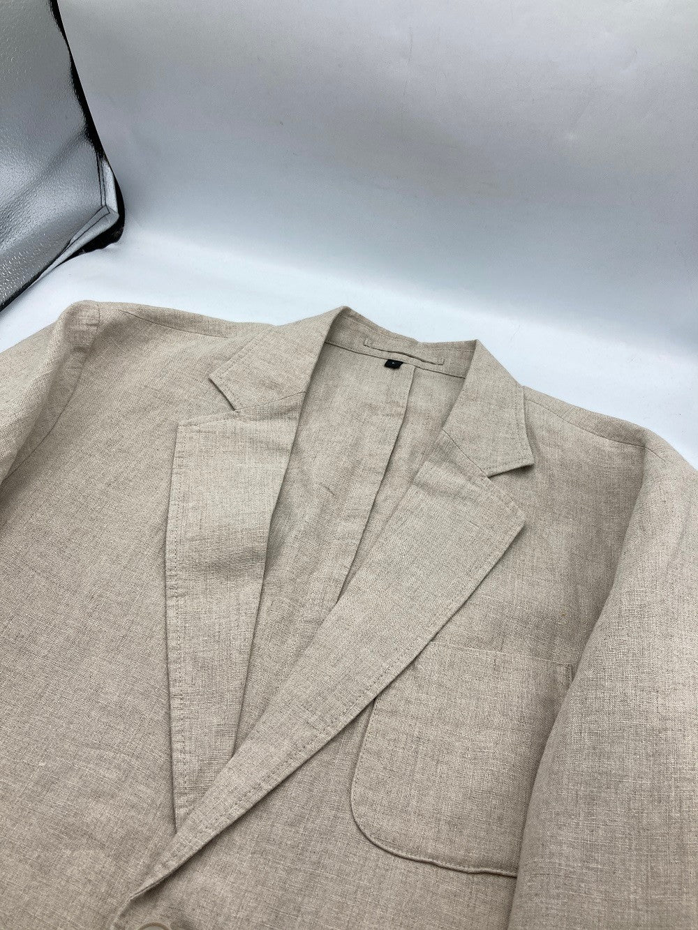 無印良品  リネン 洗いざらし ジャケット 生成 サイズL メンズ 中古 D4
