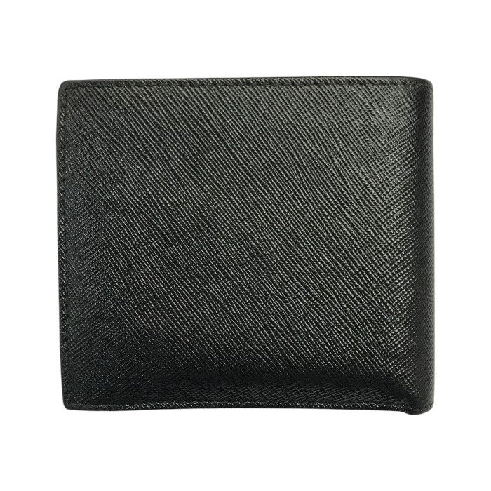 PRADA プラダ 財布 メンズ 二つ折り サフィアーノレザー SAFFIANO TRIANG 三角プレート 小銭入れあり ブラック 2MO738 中古 T1