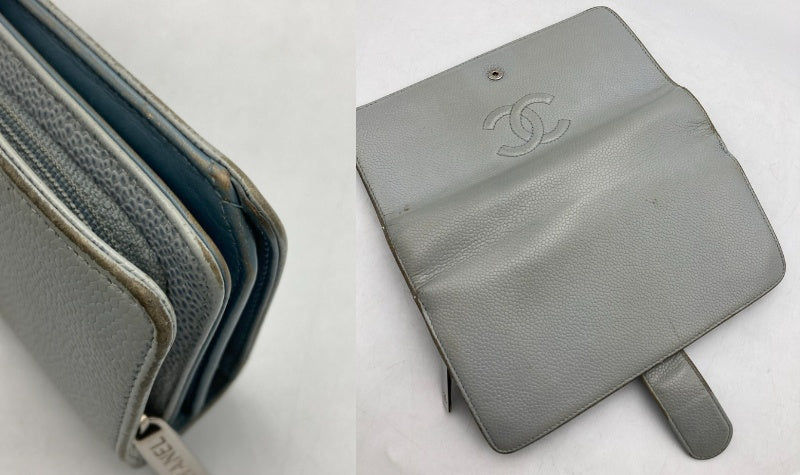 CHANEL シャネル キャビアスキン 2つ折り長財布 中古 D4