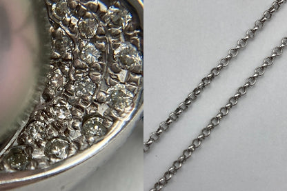 K18WG/Pt850 パール(南洋黒真珠)10mm ダイヤ0.23ct ネックレス 中古 D4