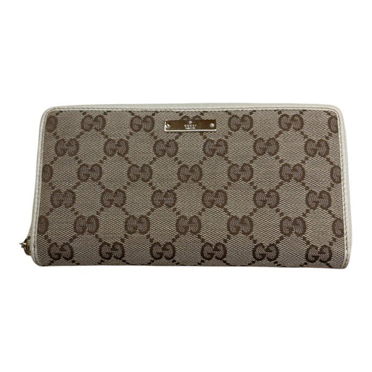 GUCCI グッチ GGキャンバス ラウンドファスナー 長財布 112724 ブランド レディース おしゃれ カード入れ 小銭入れ 中古 W４