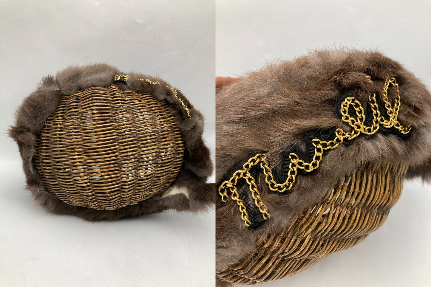 muveil ミュベール ラビットファー かごバッグ 中古 D4