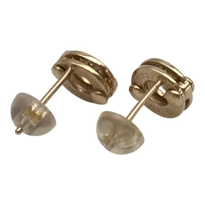 俄 NIWAKA K18PG/ダイヤモンド0.03ct ピアス レディース 両耳 2個セット スタッド ラウンド リング ピンクゴールド 中古 T1