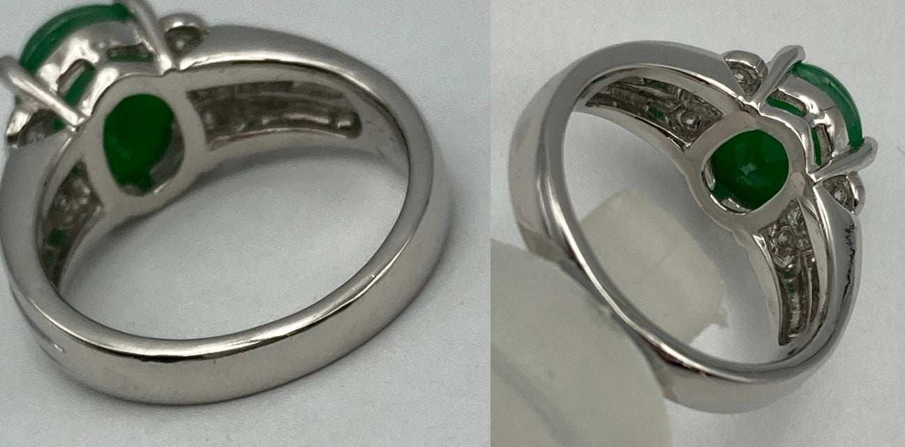 Pt900 ヒスイ(翡翠)3.03ct ダイヤ0.16ct リング 12号 中古 D4