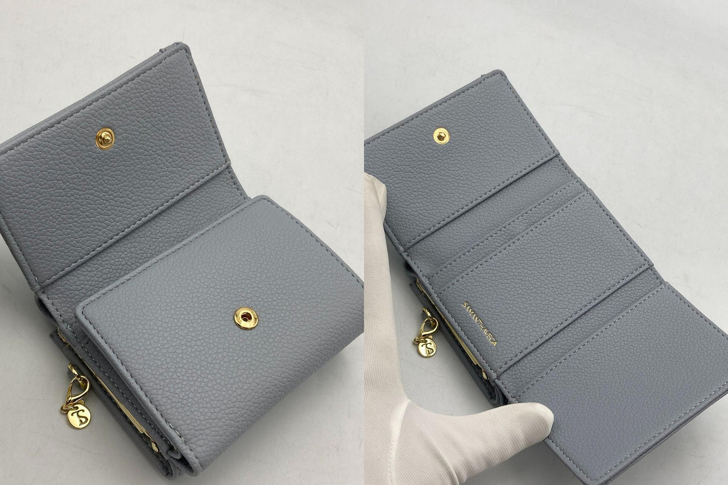 SAMANTHA VEGA サマンサベガ ハートベルト 折財布 ライトブルー 中古 D4