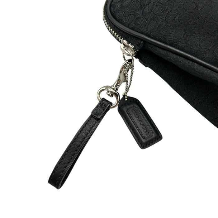 COACH コーチ ミニシグネチャー セカンドバッグ F05094 メンズ レディース ブラック お出かけ 中古 W４