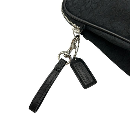 COACH コーチ ミニシグネチャー セカンドバッグ F05094 メンズ レディース ブラック お出かけ 中古 W４