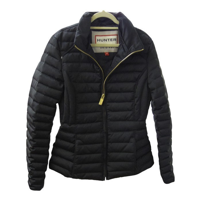 HUNTER ハンター ダウンジャケット レディース 冬 ファー ブラック XSサイズ 中古 N1