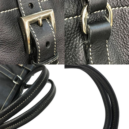 PRADA プラダ トートバッグ レディース レザー ショルダー ハンドバッグ ベルトデザイン A4収納 通勤 ブラック 中古 T1