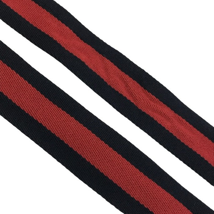 GUCCI グッチ ダブルリング ベルト ユニセックス キャンバス/レザー シェリーライン ストライプ ネイビー/レッド 113cm 146435 中古 T1