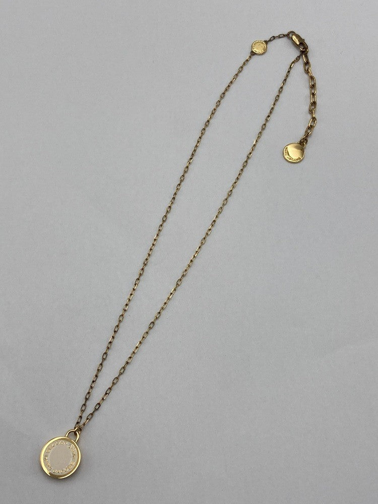 MARC JACOBS マークジェイコブス ロゴ ディスク エナメル ネックレス ホワイト 中古 D4