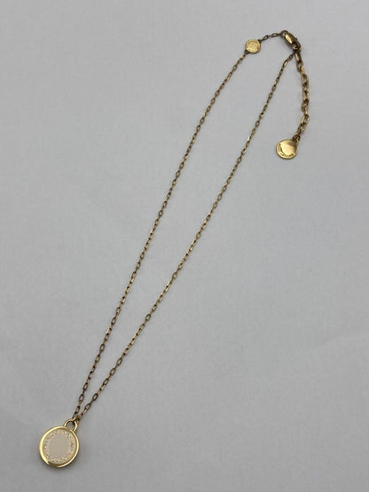 MARC JACOBS マークジェイコブス ロゴ ディスク エナメル ネックレス ホワイト 中古 D4