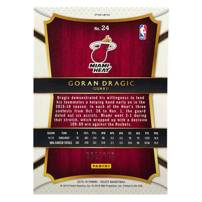PANINI NBAカード SELECT PRIZM GORAN DRAGIC HEAT /249 #24 中古 IT2