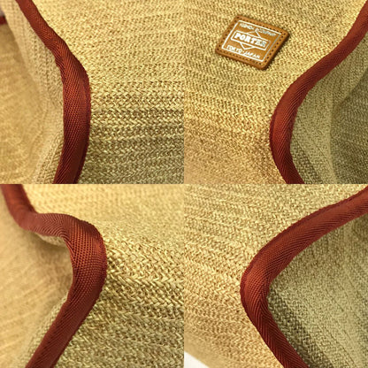 PORTER GIRL ポーター MARCHE SAC トートバッグ L レディース カゴバッグ 内生地ストライプ ベージュ/レッド 745-09325 中古 T1