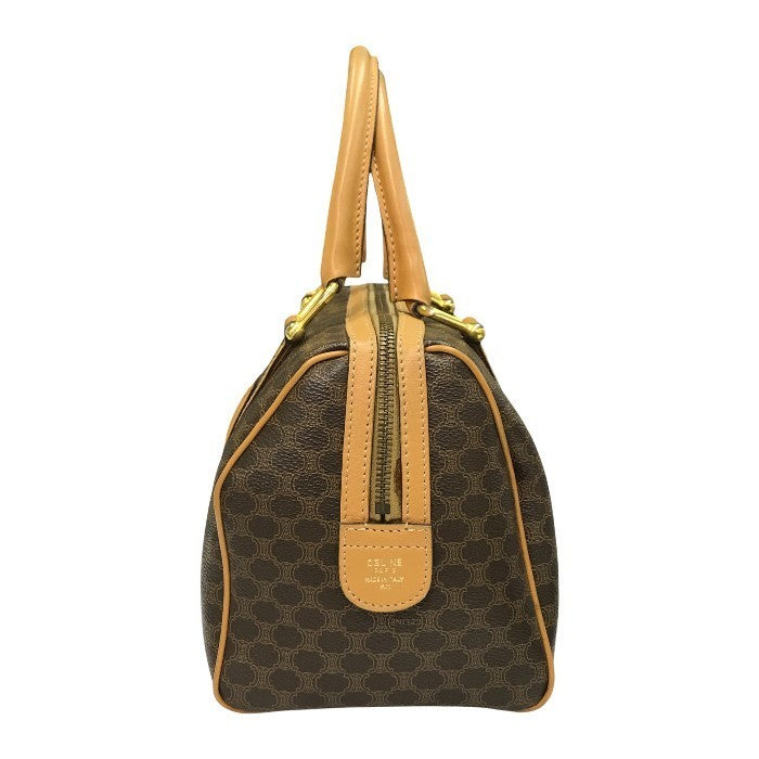 CELINE セリーヌ ボストンバッグ レディース マカダム柄 PVC ハンドバッグ ブラウン 中古 T1