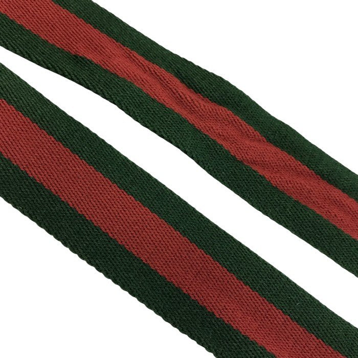 GUCCI グッチ ダブルリング ベルト ユニセックス キャンバス/レザー シェリーライン ストライプ グリーン/レッド 113cm 146435 中古 T1