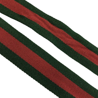 GUCCI グッチ ダブルリング ベルト ユニセックス キャンバス/レザー シェリーライン ストライプ グリーン/レッド 113cm 146435 中古 T1