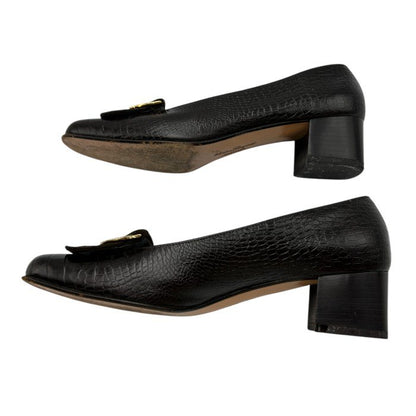 ジャンク品 Salvatore Ferragamo サルヴァトーレ フェラガモ クロコ調 スエード パンプス 87960A48 6(約23.5cm) 靴 シューズ レザー レディース 中古 W４