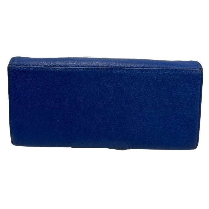 Paul Smith ポールスミス ゴートスキン ハイライトステッチ 長財布 山羊革 レディース カード入れ 札入れ 小銭入れ ブルー 中古 W４