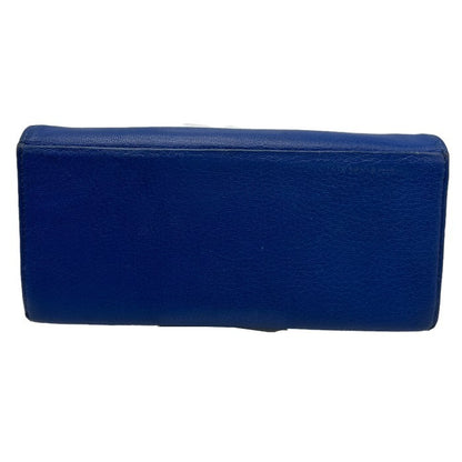 Paul Smith ポールスミス ゴートスキン ハイライトステッチ 長財布 山羊革 レディース カード入れ 札入れ 小銭入れ ブルー 中古 W４