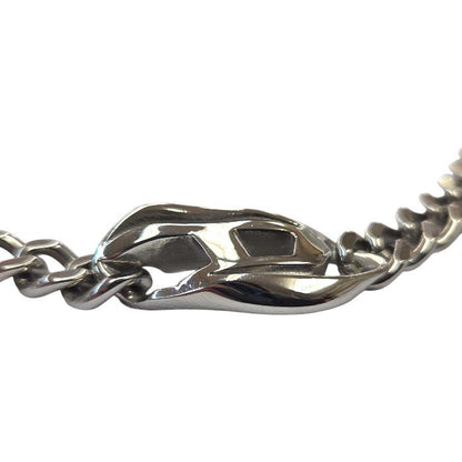 DIESEL ディーゼル ネックレス メンズ ステンレススチール ロゴ 喜平チェーン シルバー D1412040 中古 T1