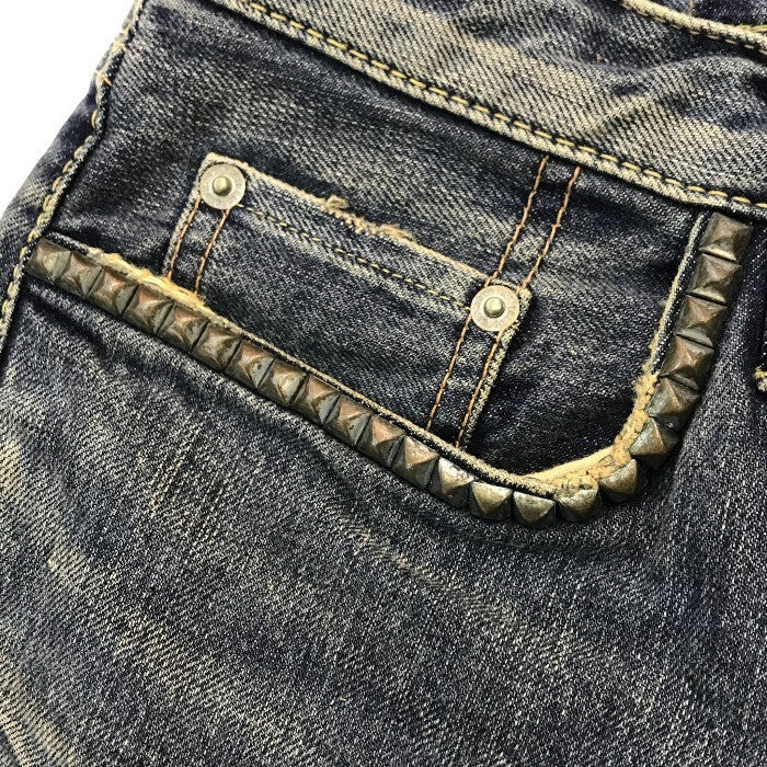 HYSTERIC GLAMOUR ヒステリックグラマー デニムパンツ メンズ ジーンズ コットン スタッズ セルビッチ インディゴ 28インチ 4AP-2761 中古 T1