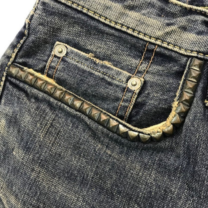 HYSTERIC GLAMOUR ヒステリックグラマー デニムパンツ メンズ ジーンズ コットン スタッズ セルビッチ インディゴ 28インチ 4AP-2761 中古 T1
