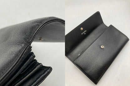 CHANEL シャネル キャビアスキン ココマーク 長財布 ブラック 中古 D4
