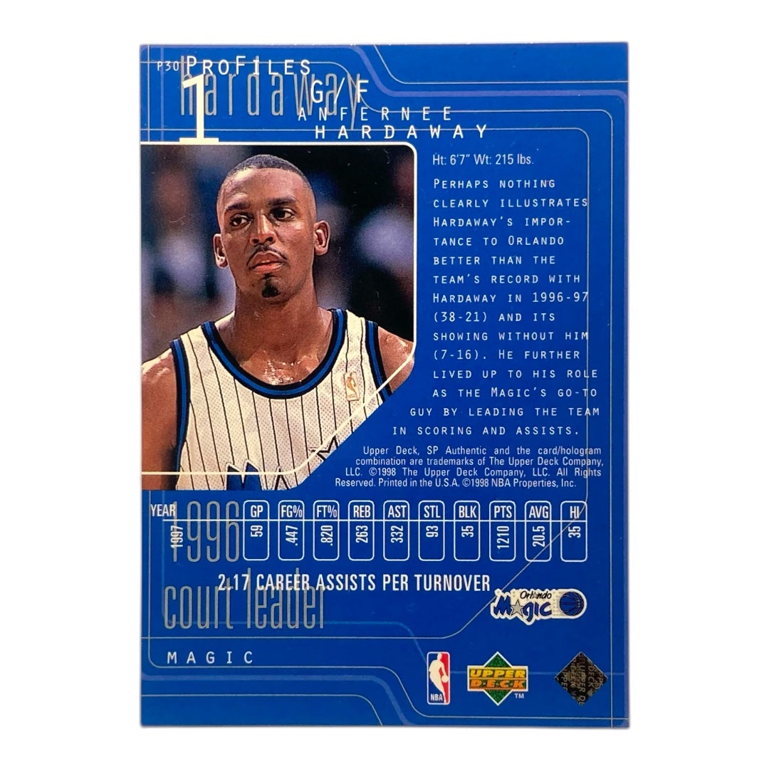 UPPER DECK NBAカード SP AUTHENTIC PROFIELS ANFERNEE HARDAWAY ORLANDO MAGIC #P30 中古 IT2