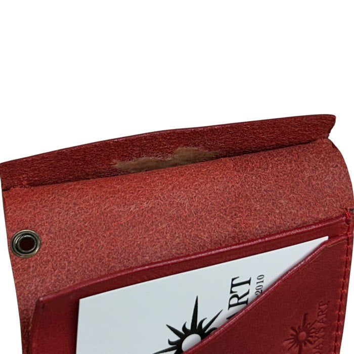 DAYS ART デイズアート 本革 小さい 財布 ミニウォレット レザー レッド レディース メンズ ユニセックス 鍵ポケット 札入れ 中古 W４