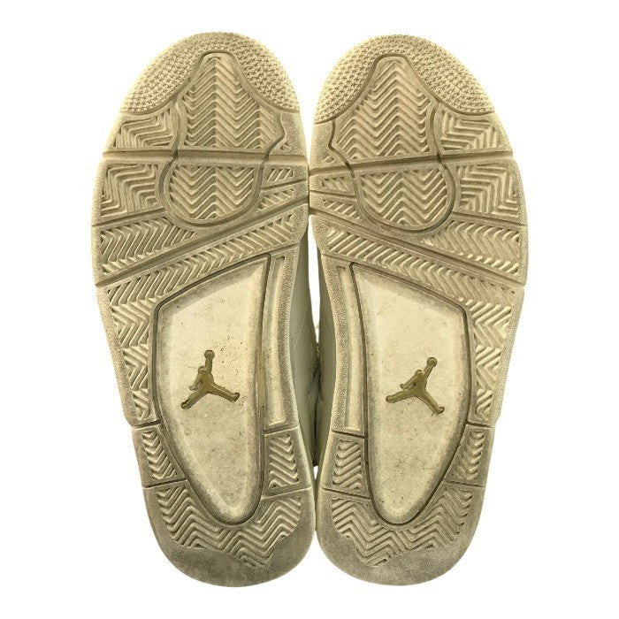 NIKE ナイキ エアジョーダン 4 レトロ スニーカー レディース AIR JORDAN RETRO ホワイト/ゴールド 25.0cm AQ9129-170 中古 T1