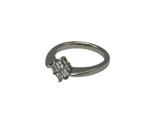 Pt900 ダイヤ0.517ct スクエア 菱型 リング 11号 中古 D4