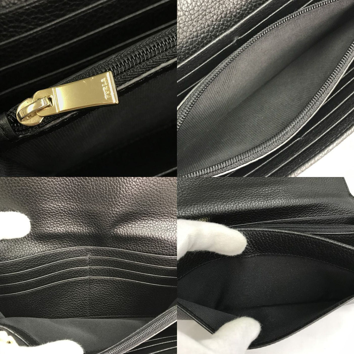 FURLA フルラ RITZY 長財布 レディース シボレザー 二つ折り フラップ ホック ネロ/ブラック PU35RZY 中古 T1