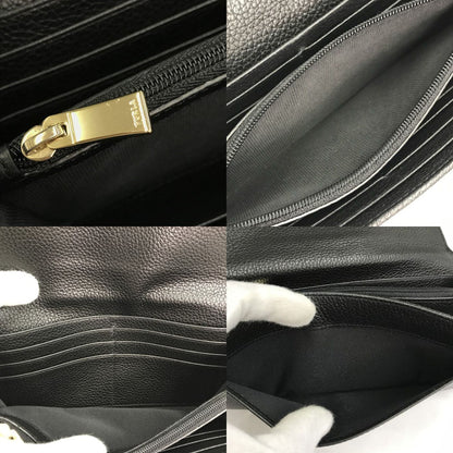 FURLA フルラ RITZY 長財布 レディース シボレザー 二つ折り フラップ ホック ネロ/ブラック PU35RZY 中古 T1