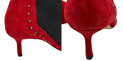 ZARA WOMAN ザラ ウーマン スタッズ スエード ショート ブーツ レッド 36 (約23.5cm) サイドゴア 靴 シューズ 秋 冬 レディース 中古 W４