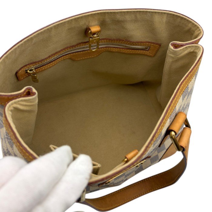 LOUIS VUITTON ルイヴィトン ダミエ アズール ハムステッドMM ハンドバッグ ホワイト N51206 鞄 ブランド レディース トートバッグ 中古 W４