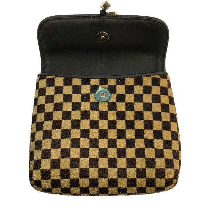 LOUIS VUITTON ルイヴィトン ダミエ ソバージュガゼル ショルダーバッグ レディース ハラコ レザー 斜め掛け ポシェット ブラウン M92130 中古 T1