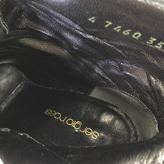 Sergio Rossi セルジオロッシ ショートブーツ レディース レザー スムース/スウェード/パイソン ハイヒール ブラック 中古 T1