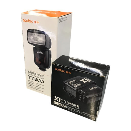 Godox カメラ用ストロボ & フラッシュトリガー セット ブラック 2.4GHz ワイヤレス 無線 スピードライト TT600/X1T-N 中古 T1