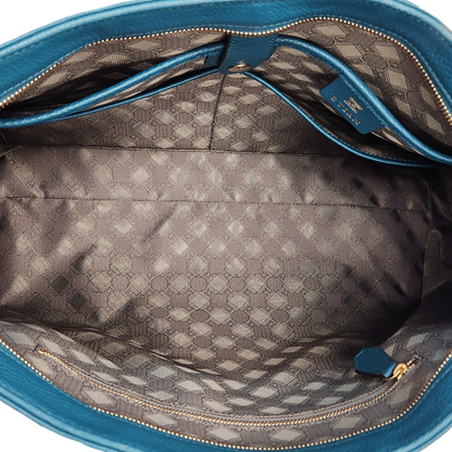 ETiAM エティアム Unite シュリンク サイドベルトブリーフケース メンズ シボ レザー 無地 ターコイズブルー ETKB-024 中古 T1