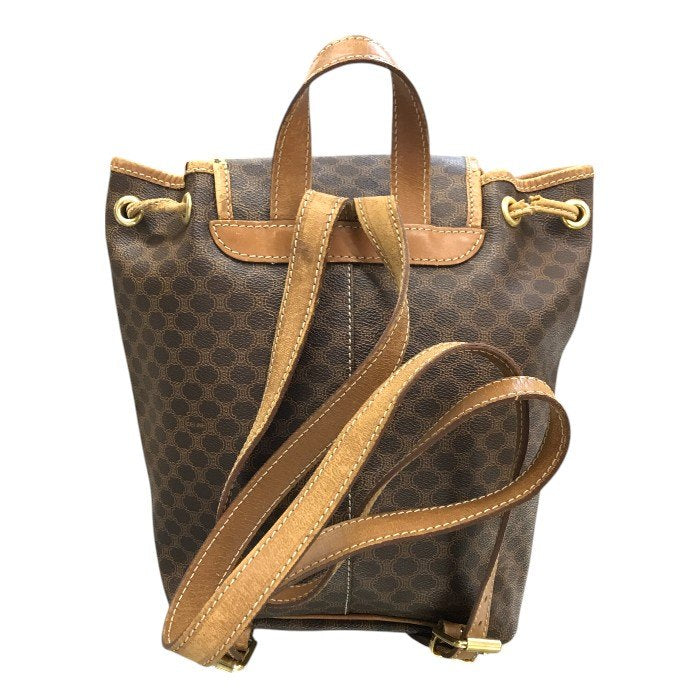CELINE セリーヌ マカダム リュックサック レディース PVC/レザー ブラゾン バックパック ヴィンテージ ブラウン 中古 T1