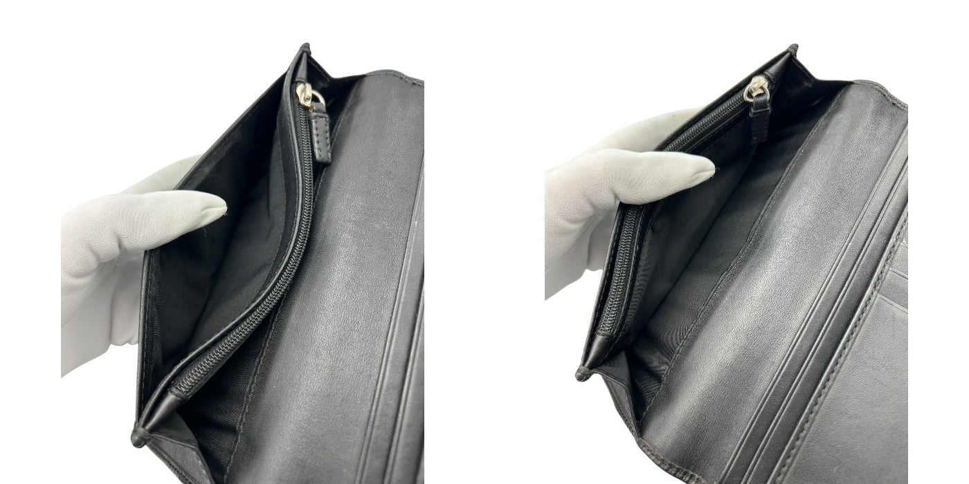 COACH コーチ シグネチャー エンボスドレザー レザー 2つ折り長財布 本革 財布 ブラック 収納 小銭入れ カード入れ 札入れ 中古 W４