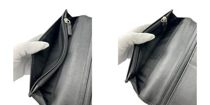 COACH コーチ シグネチャー エンボスドレザー レザー 2つ折り長財布 本革 財布 ブラック 収納 小銭入れ カード入れ 札入れ 中古 W４