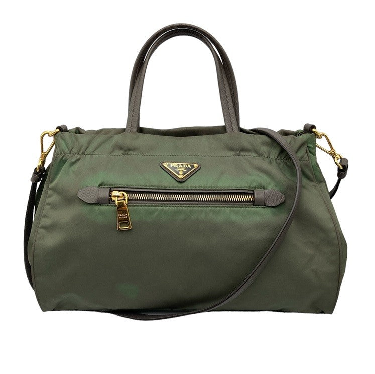 PRADA プラダ テスート 2WAY ハンドバッグ レディース カーキ B1843 中古 D4